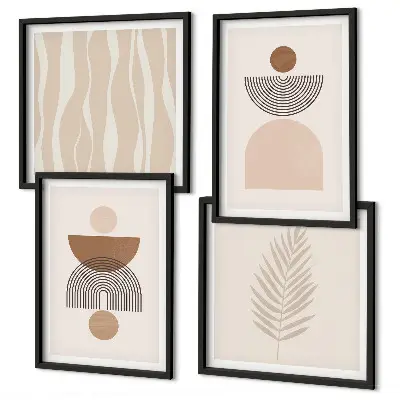 Multi-piece wall decor set abstract shapes in brown and beige