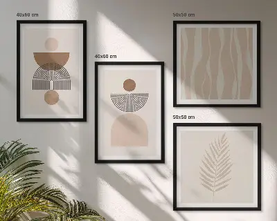 Multi-piece wall decor set abstract shapes in brown and beige