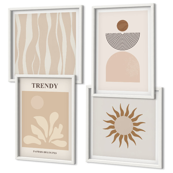 Wall art set Stylish abstract beiges