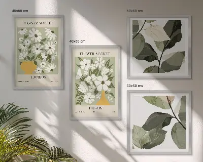 Set of 4 floral wall art pieces London and Dublin patterns