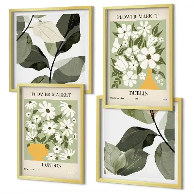 Set of 4 floral wall art pieces London and Dublin patterns
