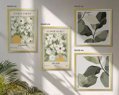 Set of 4 floral wall art pieces London and Dublin patterns