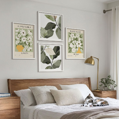 Set of 4 wall art pieces Floral patterns London Dublin