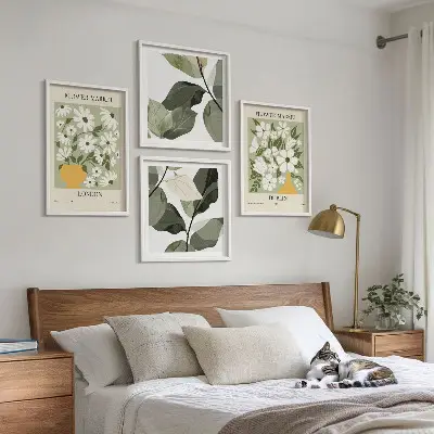 Set of 4 floral wall art pieces London and Dublin patterns