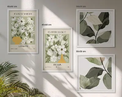 Set of 4 floral wall art pieces London and Dublin patterns