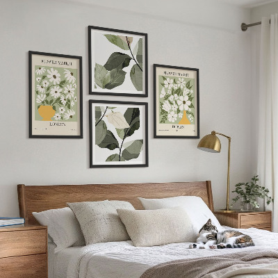 Set of 4 wall art pieces Floral patterns London Dublin