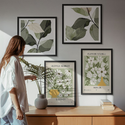Set of 4 wall art pieces Floral patterns London Dublin