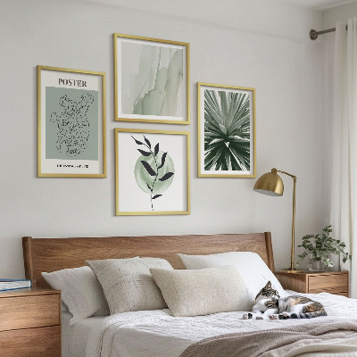 Wall art set Green beige plant patterns
