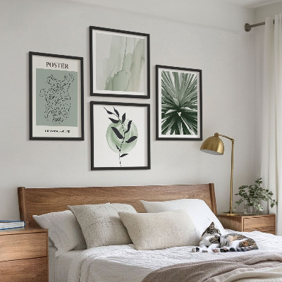 Wall art set Green beige plant patterns