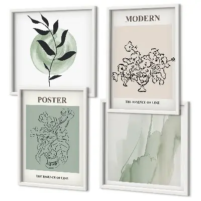 Flowers in a modern vase set of 4 wall art pieces