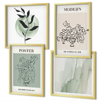 Flowers in a modern vase set of 4 wall art pieces