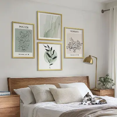 Flowers in a modern vase set of 4 wall art pieces