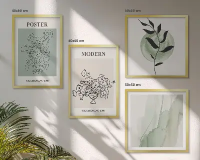 Flowers in a modern vase set of 4 wall art pieces