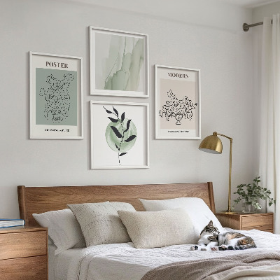 Set of 4 wall art pieces Flowers in a modern vase
