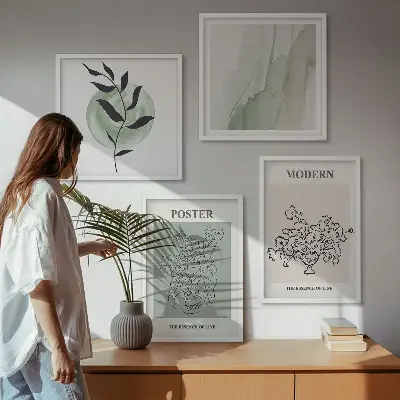 Flowers in a modern vase set of 4 wall art pieces