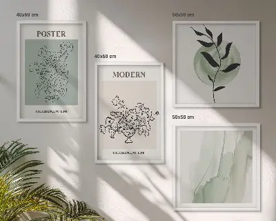 Flowers in a modern vase set of 4 wall art pieces