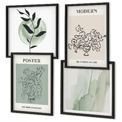 Flowers in a modern vase set of 4 wall art pieces
