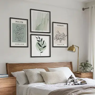 Flowers in a modern vase set of 4 wall art pieces