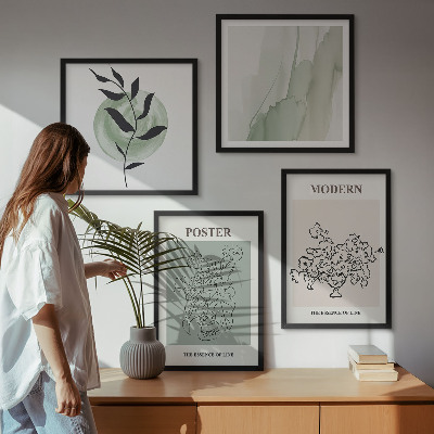 Set of 4 wall art pieces Flowers in a modern vase