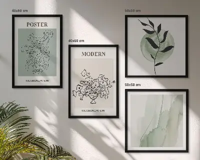 Flowers in a modern vase set of 4 wall art pieces