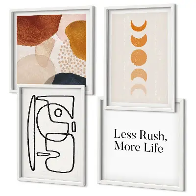 Wall art set abstract shapes and colors