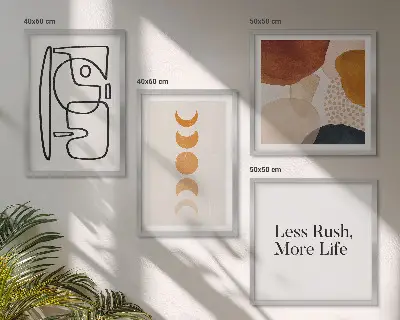 Wall art set abstract shapes and colors