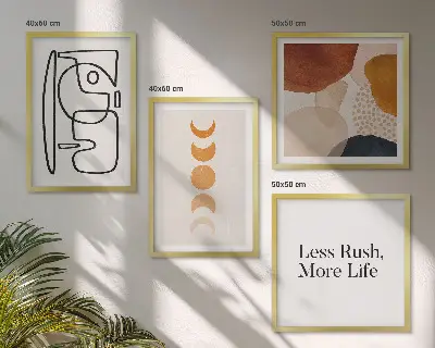 Wall art set abstract shapes and colors