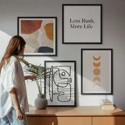 Wall art set abstract shapes and colors