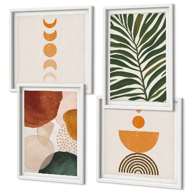 Set of 4 wall art pieces Abstract leaf shapes