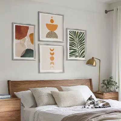 Abstract leaf wall art set set of 4 pieces