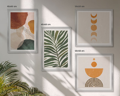 Set of 4 wall art pieces Abstract leaf shapes