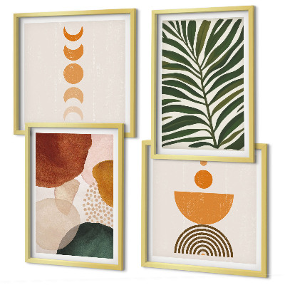 Set of 4 wall art pieces Abstract leaf shapes