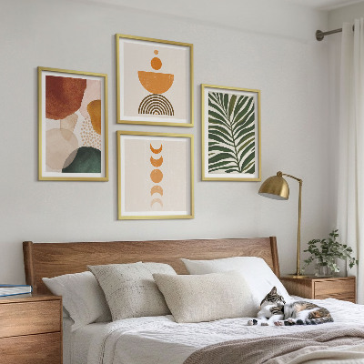 Set of 4 wall art pieces Abstract leaf shapes