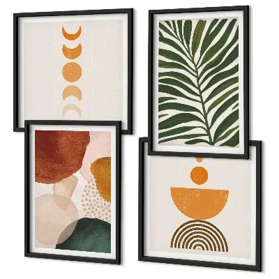Abstract leaf wall art set set of 4 pieces