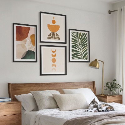 Set of 4 wall art pieces Abstract leaf shapes