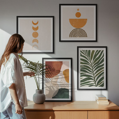 Set of 4 wall art pieces Abstract leaf shapes