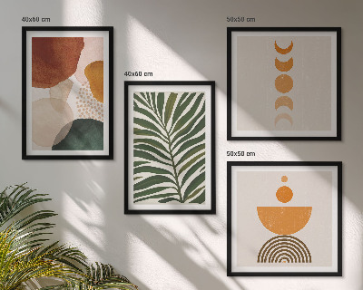 Set of 4 wall art pieces Abstract leaf shapes