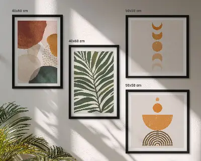 Abstract leaf wall art set set of 4 pieces