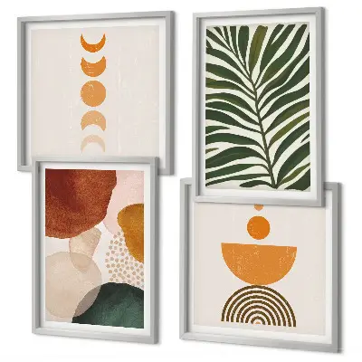 Abstract leaf wall art set set of 4 pieces