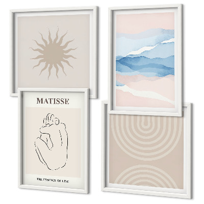 Wall art set Lines waves pastel minimalist