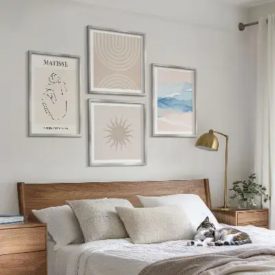 Wall art set minimalist pastel lines and waves