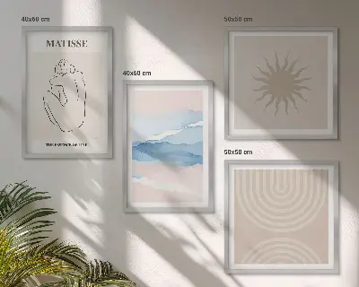 Wall art set minimalist pastel lines and waves