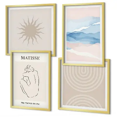 Wall art set minimalist pastel lines and waves