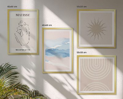 Wall art set Lines waves pastel minimalist