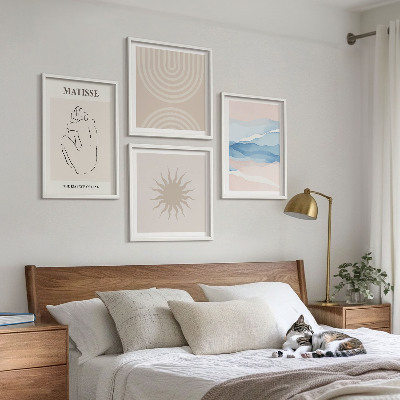 Wall art set Lines waves pastel minimalist