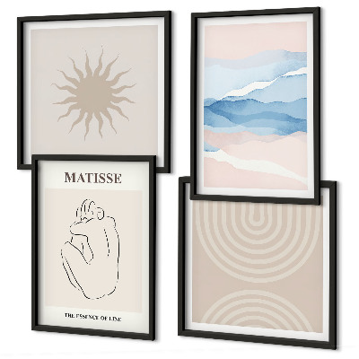 Wall art set Lines waves pastel minimalist
