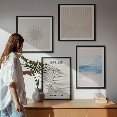 Wall art set Lines waves pastel minimalist