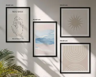 Wall art set minimalist pastel lines and waves