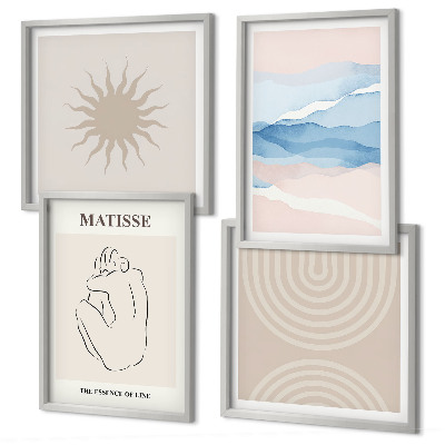 Wall art set Lines waves pastel minimalist