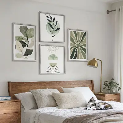Geometric plant wall decor set multi-piece design